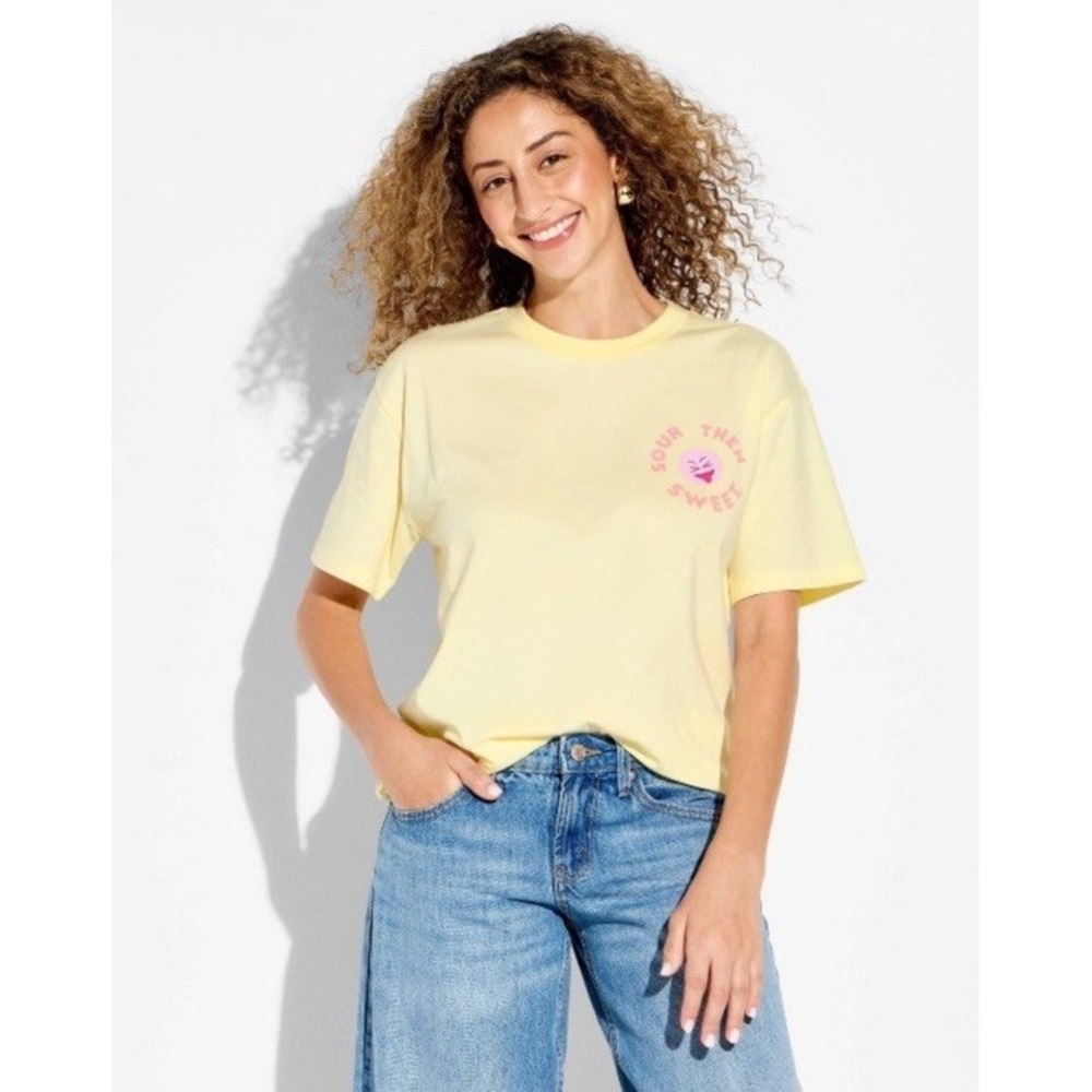 Sour Patch Kids Fruit Riot Double-Sided Graphic Crew Neck Tee Yellow XL